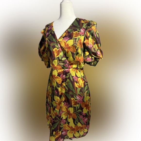 Adelyn Rae Pauline Floral Puff Sleeve Mini Dress Size M - Picture 5 of 12